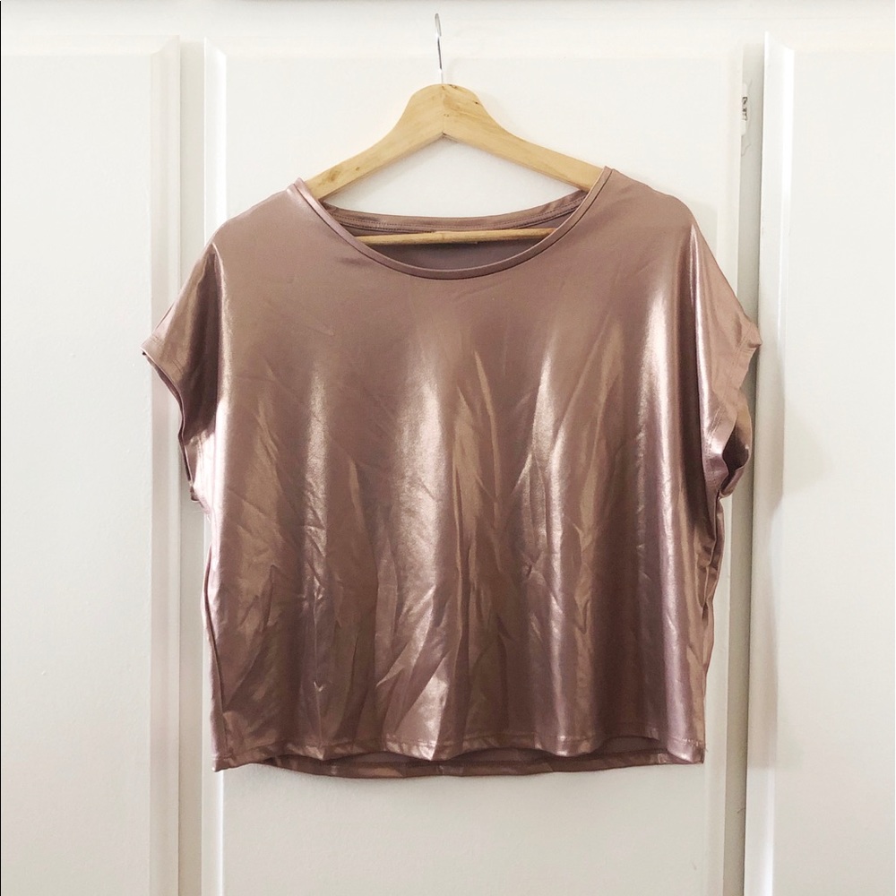 Zara Boxy Rose Metallic Top